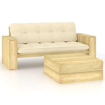 vidaXL 2-delige Loungeset met kussens geïmpregneerd, Tuin en Terras, Tuinsets en Loungesets, Verzenden, Nieuw, Loungeset