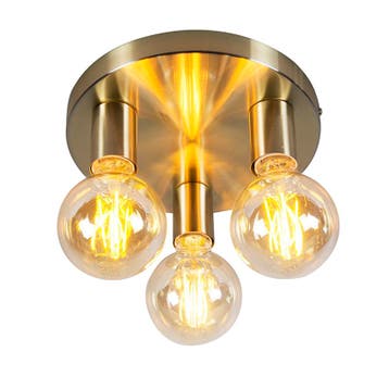 Art Deco plafondlamp goud rond - Facil 3, Huis en Inrichting, Verzenden, Nieuw, Design