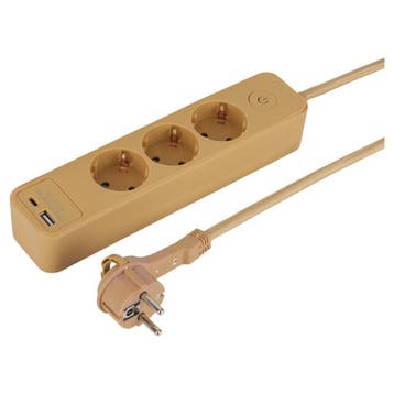 Q-Link stekkerdoos 3-voudig - randaarde - plat - USB A/C - t, Verzenden, Nieuw, Stopcontact