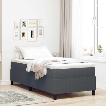 vidaXL Platform bedframe Donkergrijs 90 x 190 cm Katoen Stof, Eenpersoons, Verzenden, Nieuw, Stof
