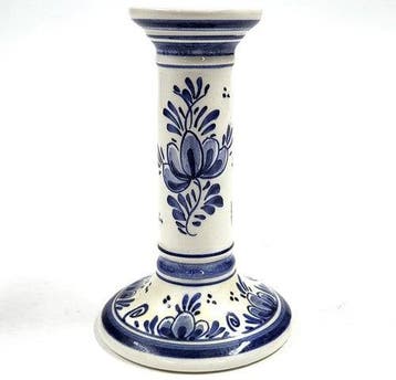 Vintage delfts blauwe kandelaar, handbeschilderd, Verzamelen, Verzenden, Gebruikt