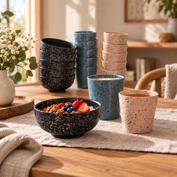 Beker- en kommenset Speckle - 18-delig | 6-persoons, Verzenden, Nieuw