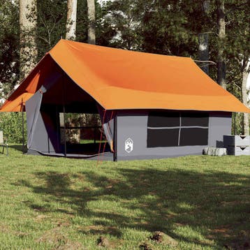 vidaXL Tent 5-persoons waterdicht grijs en oranje, Verzenden, Nieuw, Tot en met 2