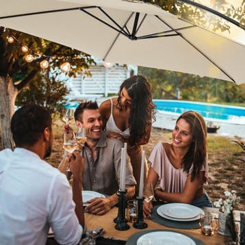 Parasol zweefparasol Ciccio Ø 350cm met beschermhoes - beige, Verzenden, Nieuw