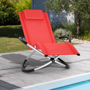 Ligbed - Ligstoel - Zonnebed - Relaxstoel - Rood - Tillvex®, Verzenden, Zo goed als nieuw