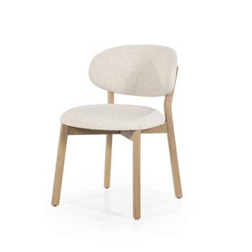 Eetkamerstoel Mikky Naturel hout - Beige Moon - 96174 - e..., Nieuw, Stof