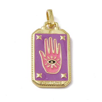 Bedel emaille rechtoek paarse Tarot kaart hand goud kleur..., Ophalen of Verzenden, Nieuw, Kraal