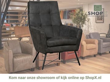 Leren fauteuil Proud - Kenia Antracite (grijs), Nieuw, Ophalen of Verzenden, 75 tot 100 cm, Industrieel, Modern