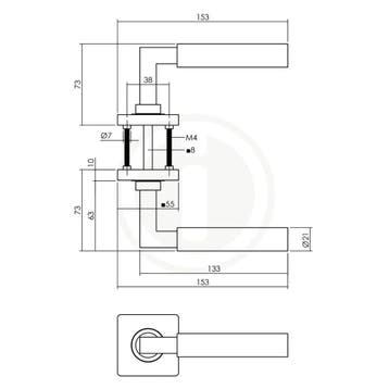 Intersteel Deurkruk Bau-Stil op vierkant rozet - PVD messing, Doe-het-zelf en Verbouw, Verzenden, Nieuw