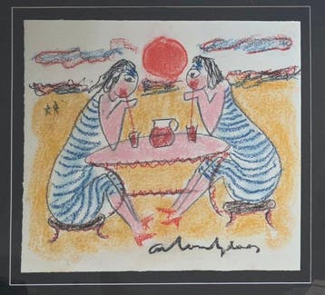 Anton Heyboer (1924-2005) - Baddames aan het strand