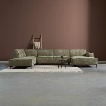 *WOONWINKEL* PEPP Interiors River Moderne U-bank Groene Stof, Verzenden, Nieuw