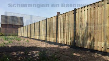 Hout beton schutting | 21 planks tuinscherm | incl plaatsen, Nieuw, Hout, 1 tot 2 meter