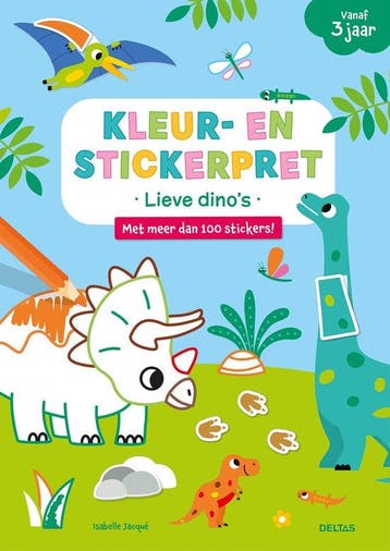Kleur- en stickerpret - Lieve dinos (vanaf 3 jaar), Boeken, Kinderboeken | Baby's en Peuters, Verzenden, Zo goed als nieuw, Isabelle Jacqué