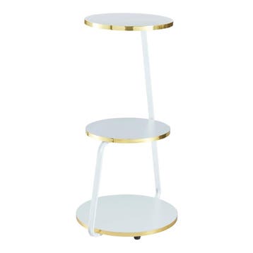[en.casa] Bijzettafel Sipoo 74x46x37cm wit en goudkleurig, Huis en Inrichting, Tafels | Bijzettafels, Verzenden, Nieuw