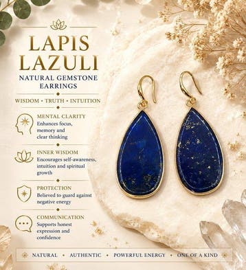 Natuurlijke lapis lazuli - Oorbellen - Wijsheid, Waarheid &