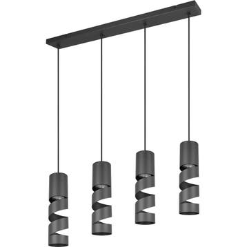 Moderne Metalen LED Hanglamp - Trion Meser 4-lichts Mat Zwar, Ophalen of Verzenden, Nieuw