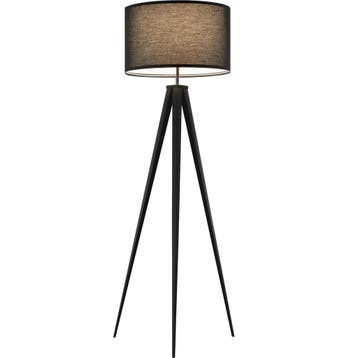Staande lamp Lunaris, textielkap, driepootsframe - zwart, Verzenden, Nieuw