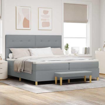 vidaXL Boxspring bed met hoofdeinde Lichtgrijs 200 x 200 cm, Verzenden, Nieuw, Tweepersoons