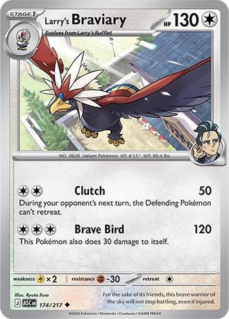 Larrys Braviary 174/217 Ascended Heroes, Ophalen of Verzenden, Nieuw, Losse kaart, Foil
