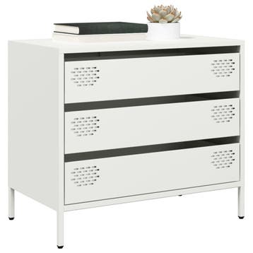 vidaXL Dressoir 68x39x58,5 cm koudgewalst staal wit, Verzenden, Nieuw, Metaal