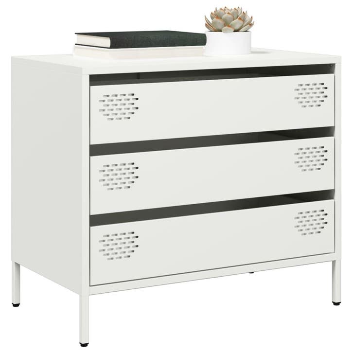 vidaXL Dressoir 68x39x58,5 cm koudgewalst staal wit, Huis en Inrichting, Kasten | Dressoirs, Nieuw, Metaal, Verzenden