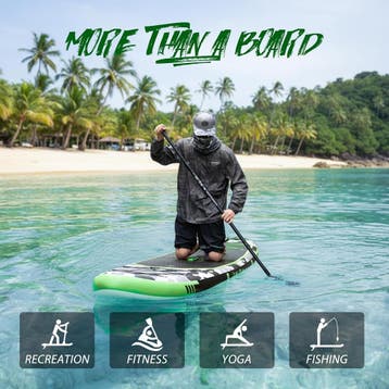 Sup Board - Opblaasbaar Paddle Board - 150 kg - Groen/Zwart, Watersport en Boten, Suppen, Verzenden, Zo goed als nieuw