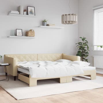 vidaXL Slaapbank met onderschuifbed 90x200 cm stof, 90 cm, Eenpersoons, Verzenden, Nieuw
