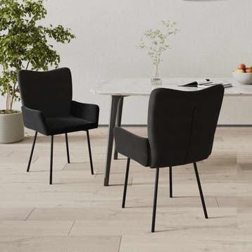 vidaXL Eetkamerstoelen 2 st fluweel zwart, Huis en Inrichting, Stoelen, Verzenden, Nieuw, Zwart