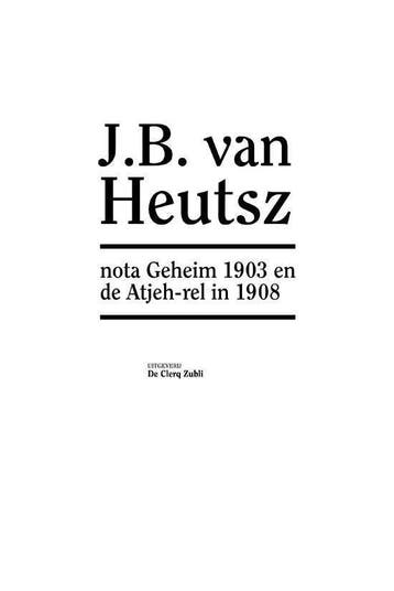 nota Geheim 1903 en de Atjeh-rel in 1908, Ophalen of Verzenden, Nieuw
