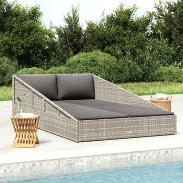 vidaXL Tuinbed 110x200 cm poly rattan grijs, Tuin en Terras, Ligbedden, Verzenden, Nieuw