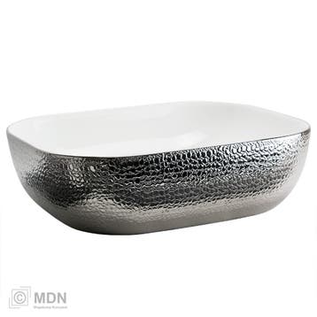 Zilveren waskom met krokodillen structuur 50x40x14 cm, Verzenden, Nieuw