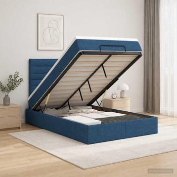vidaXL Ottoman bed met matras met hoofdeinde Blauw 120 x 190, Verzenden, Nieuw, Twijfelaar, Blauw