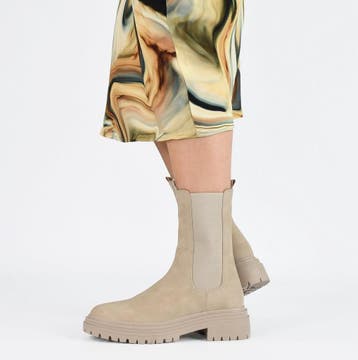 POSH by Poelman LITA Dames Chelsea Laarzen - Beige - Maat 39, Verzenden, Nieuw