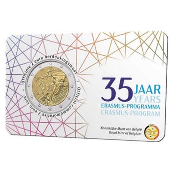 2 euro 35 jaar Erasmus programma 2022 in coincard - België, Postzegels en Munten, Munten | Nederland, Verzenden