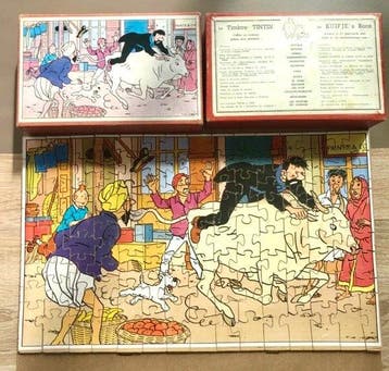Tintin - Houten puzzel Tintin-stempels - La vache sacrée -, Nieuw