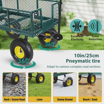 Robuuste Tuinwagen 400kg - 360° Draaibaar, Afneembare Zijden, Verzenden, Nieuw