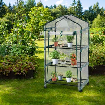 Mobiele foliekas met 3 planken 69x49x133 cm - transparant, Verzenden, Nieuw