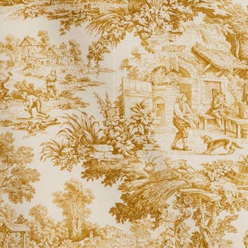 AA005 - Toile de Jouy-stof goud-oker - 100% katoen