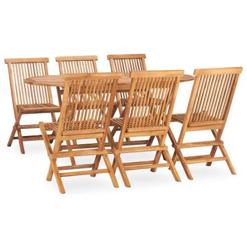 vidaXL 7-delige Tuinset inklapbaar massief teakhout, Tuin en Terras, Verzenden, Nieuw, Teakhout, Tuinset
