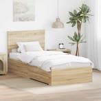 vidaXL Bedframe met hoofdeinde Sonoma Eiken 90 x 190 cm, Verzenden, Nieuw, Bruin, Hout