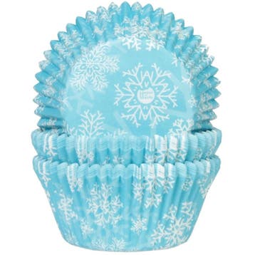 Cupcake Vormpjes HoM Sneeuw Kristal Blauw 50x33mm. 48st., Verzenden, Nieuw