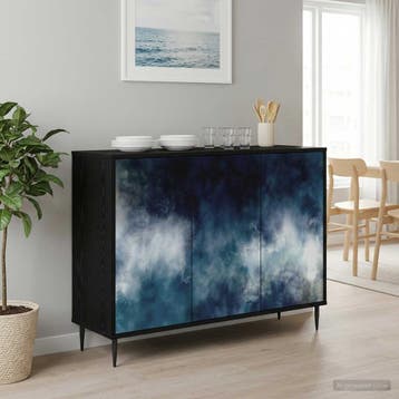 vidaXL Dressoir RAALTE Zwart eiken 102 x 33 x 76 cm Bewerkt, Huis en Inrichting, Verzenden, Nieuw, Overige houtsoorten, Minder dan 50 cm