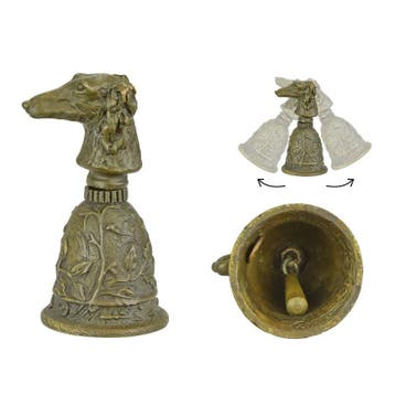 A BRONZE TABLE BELL WITH A BORZOIS HEAD GRIP (Interieur), Verzenden, Nieuw