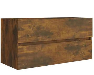 Wastafelkast Gerookt Eiken – Massief Hout Opbergkast 90 cm, Verzenden, Nieuw