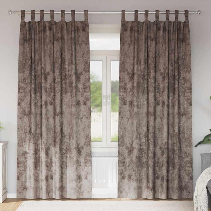 vidaXL Velvet Gordijnen 2 pcs Cappuccino 245 x 140 cm, Huis en Inrichting, Stoffering | Gordijnen en Lamellen, Bruin, Nieuw, Verzenden