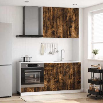 vidaXL Keukenblok LUCCA 5 st Gerookt eiken Bewerkt hout, Verzenden, Nieuw, Bruin