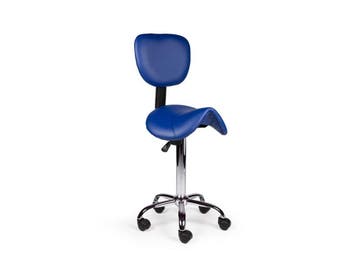 Zadelkruk met Rugleuning Blauw - Standaard Zithoogte, In hoogte verstelbaar, Nieuw, Kunststof
