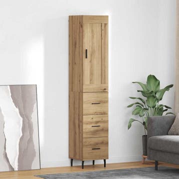 vidaXL Highboard Artisan Eiken 34,5 x 34 x 180 cm Bewerkt, Minder dan 50 cm, Verzenden, Nieuw, Minder dan 100 cm