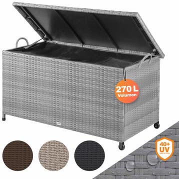 Polyrotan Kussenbox Grijs 117x53x60cm met Wielen, Verzenden, Nieuw