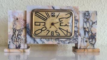 Vintage Art Deco French DEP Mantel Clock 1930s Marble Case